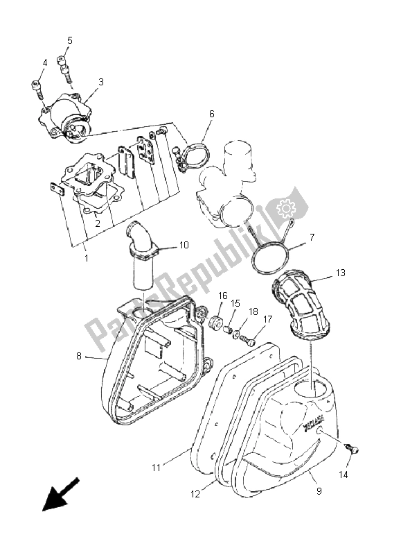 All parts for the Intake of the Yamaha YN 50R Neos 2006