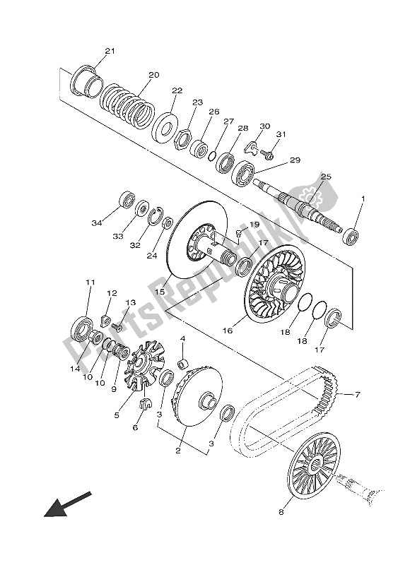 All parts for the Clutch 2 of the Yamaha XP 500 2016