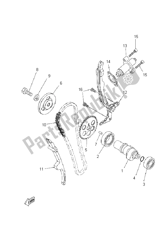 Tutte le parti per il Albero A Camme E Catena del Yamaha YFM 250R 2011