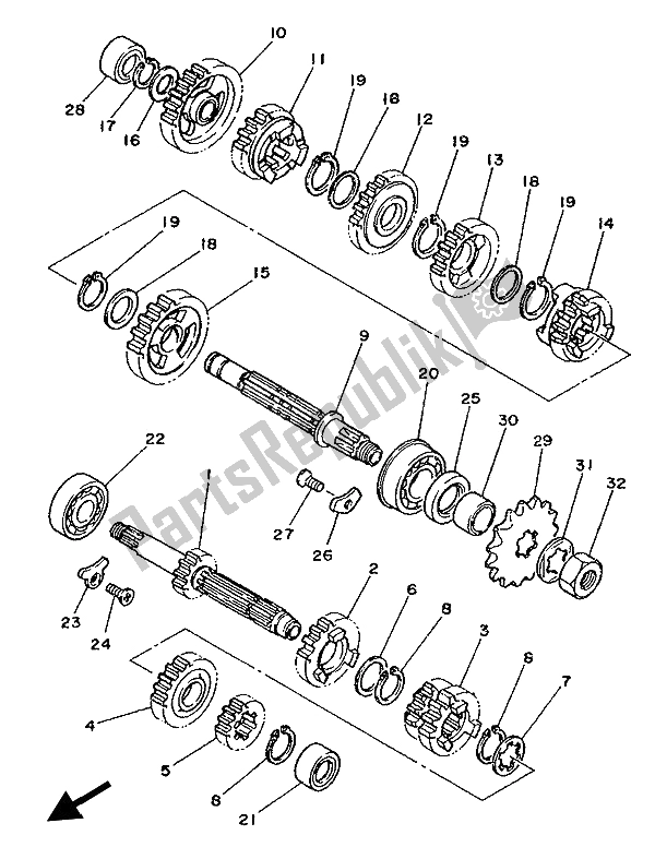 Tutte le parti per il Trasmissione del Yamaha YZ 125 1989