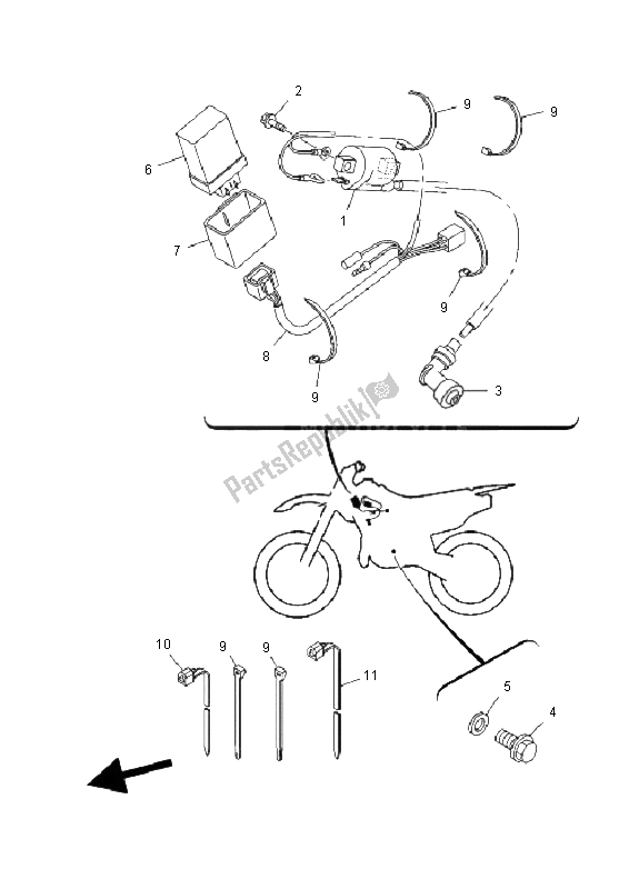 All parts for the Electrical 1 of the Yamaha TT R 125 SW LW 2008