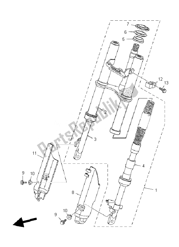 Toutes les pièces pour le Fourche Avant du Yamaha TT R 50E 2010