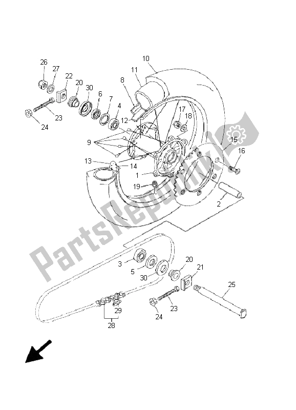 Todas las partes para Rueda Trasera de Yamaha YZ 426F 2001