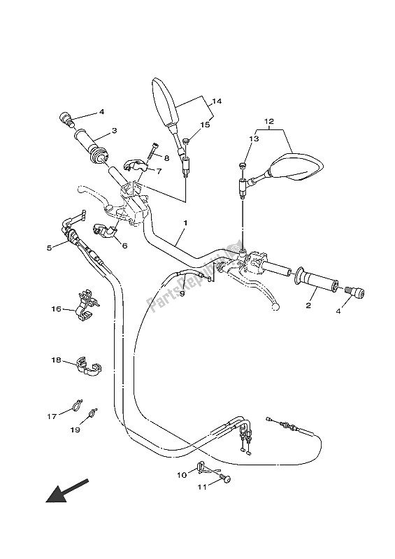 All parts for the Steering Handle & Cable of the Yamaha MT 09A 900 2016