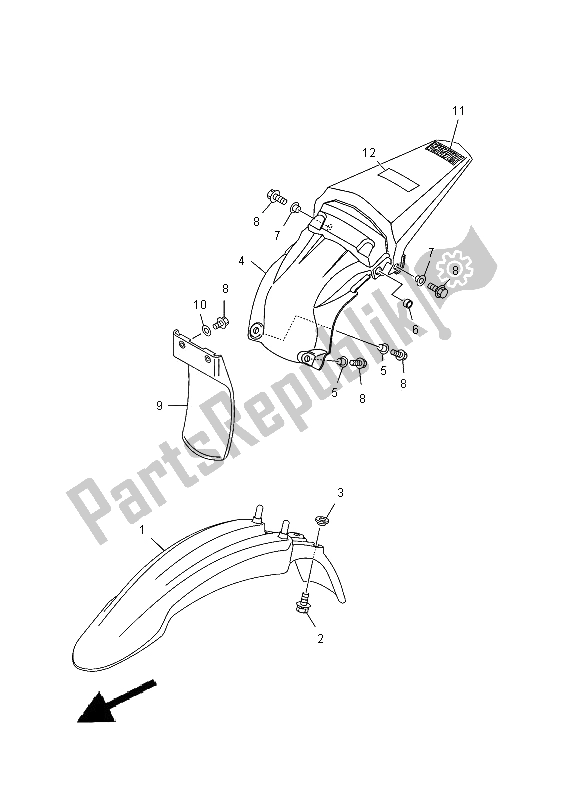 All parts for the Fender of the Yamaha TT R 125 SW LW 2012