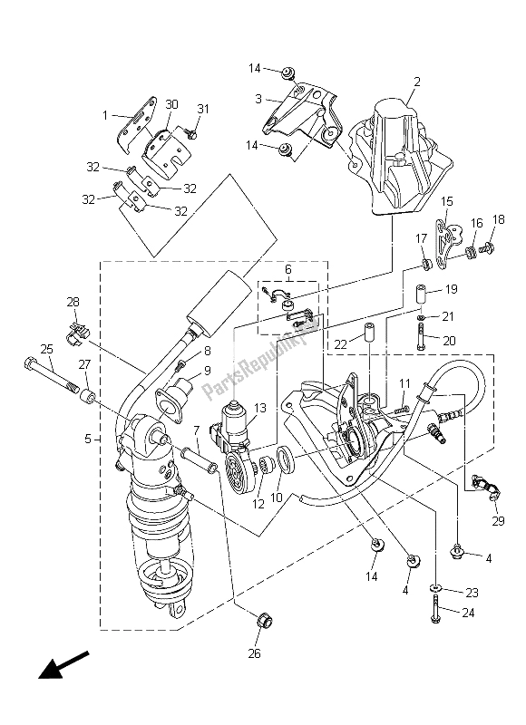 All parts for the Rear Suspension of the Yamaha FJR 1300 AS 2015