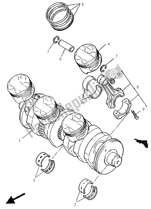 Toutes les pièces pour le Vilebrequin Et Piston du Yamaha FZR 1000 1995