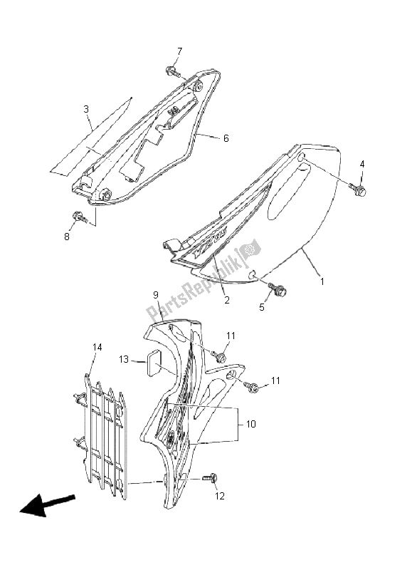 All parts for the Side Cover of the Yamaha YZ 85 SW LW 2008