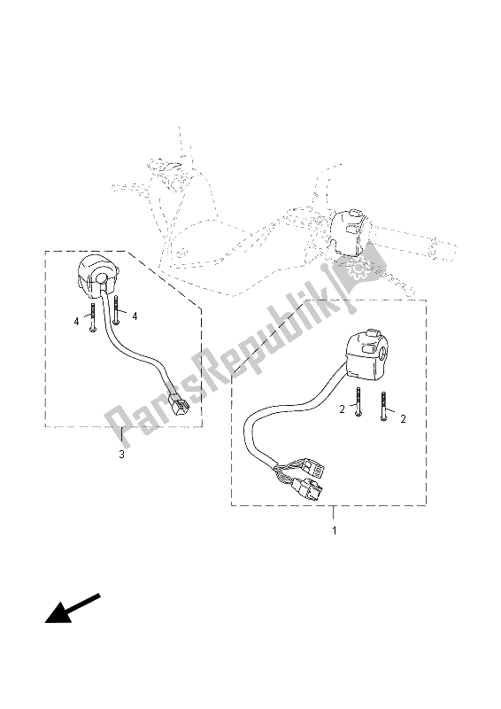 All parts for the Handle Switch & Lever of the Yamaha YP 400R 2014