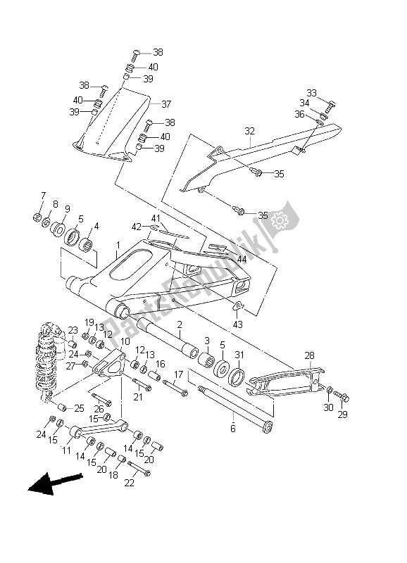 Wszystkie części do Tylne Rami? Yamaha YZF R1 1000 2002