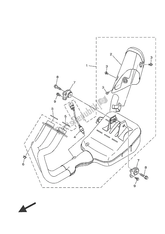 All parts for the Exhaust of the Yamaha MT-07 Tracer ABS 700 2016