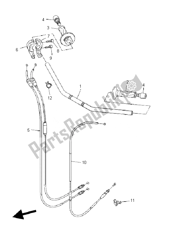 All parts for the Steering Handle & Cable of the Yamaha FZ1 SA Fazer 1000 2007