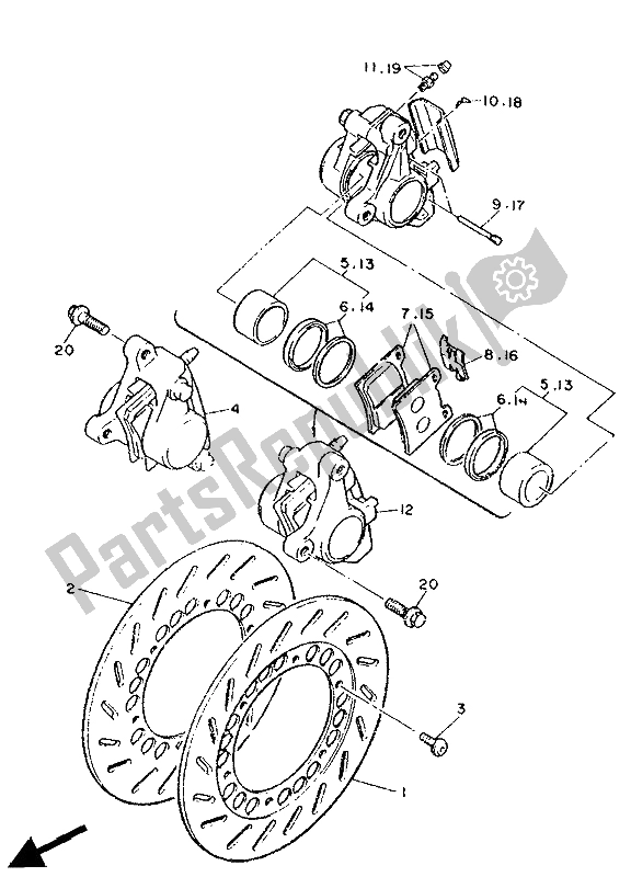 Wszystkie części do Zacisk Hamulca Przedniego Yamaha FZ 600 1988