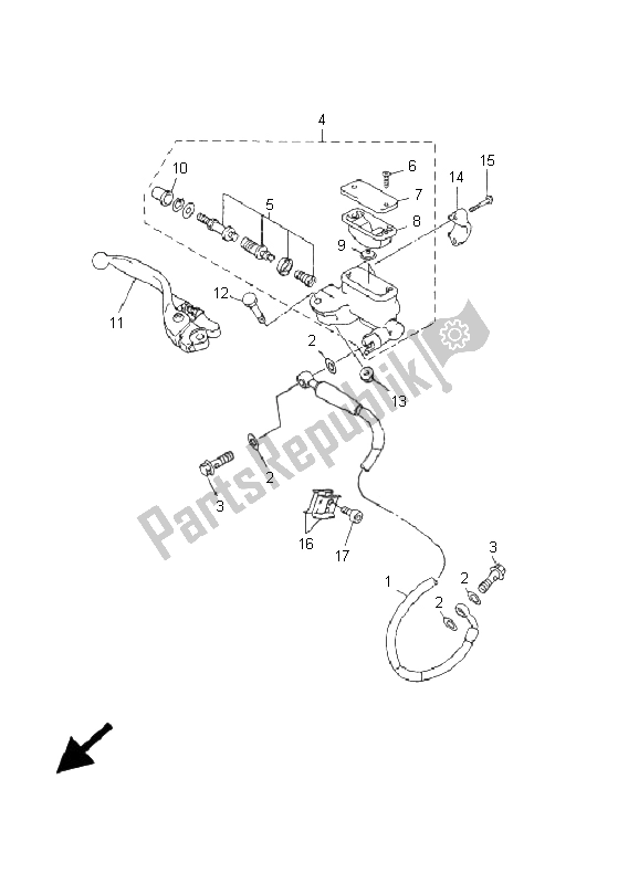 Todas as partes de Cilindro Mestre Dianteiro do Yamaha WR 426F 400F 2001