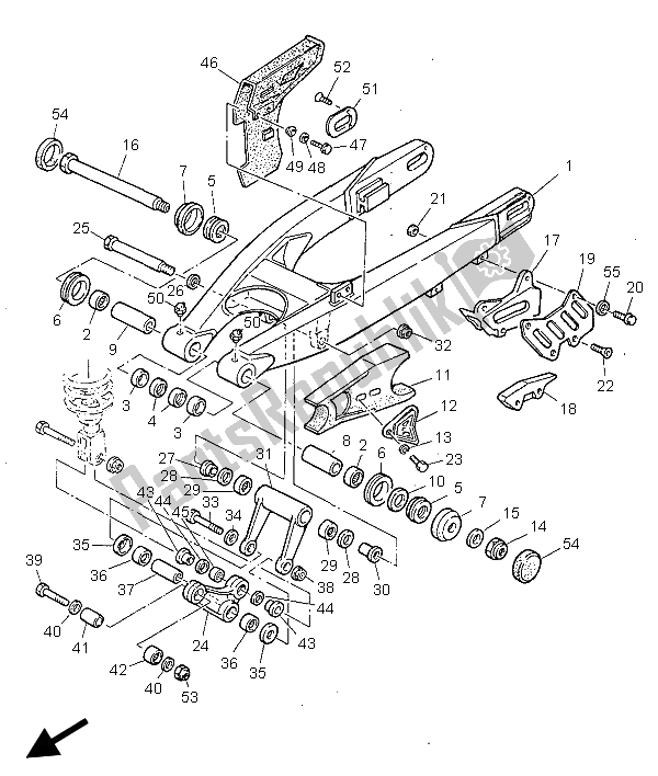 All parts for the Rear Arm of the Yamaha TT 600R 1999