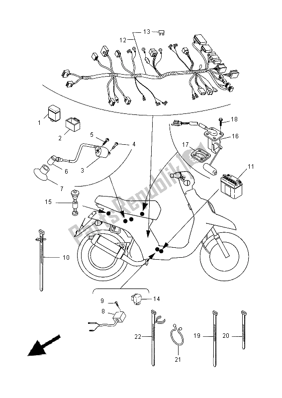 Tutte le parti per il Elettrico 2 del Yamaha CW 50 2014