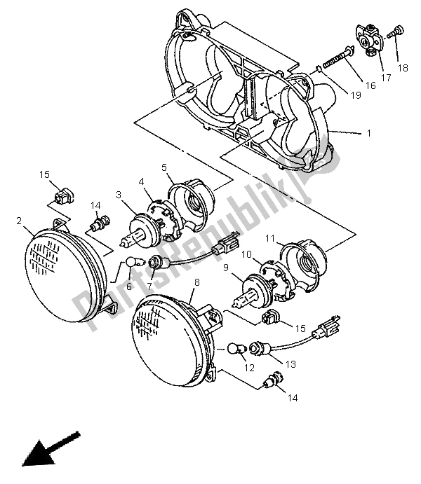 Todas as partes de Farol do Yamaha TDR 125 1996