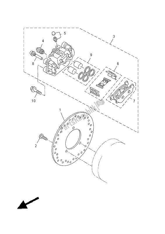 All parts for the Rear Brake Caliper of the Yamaha YP 400 RA 2014