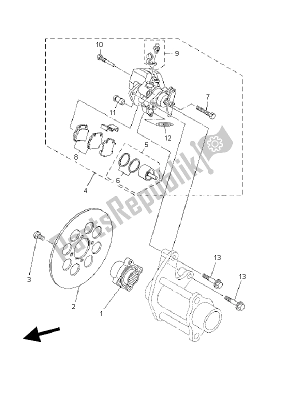 Tutte le parti per il Pinza Freno Posteriore del Yamaha YFS 200 Blaster 2003