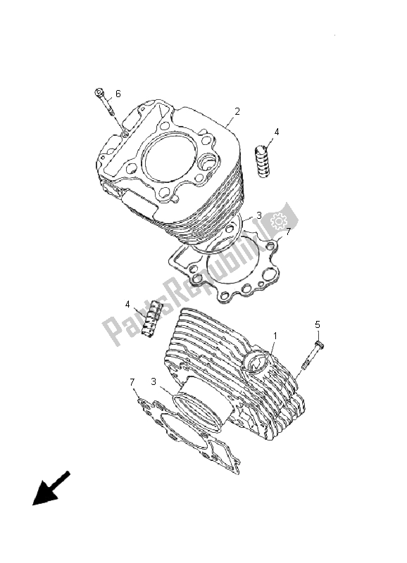 All parts for the Cylinder of the Yamaha XV 535 Virago 25 KW 2001