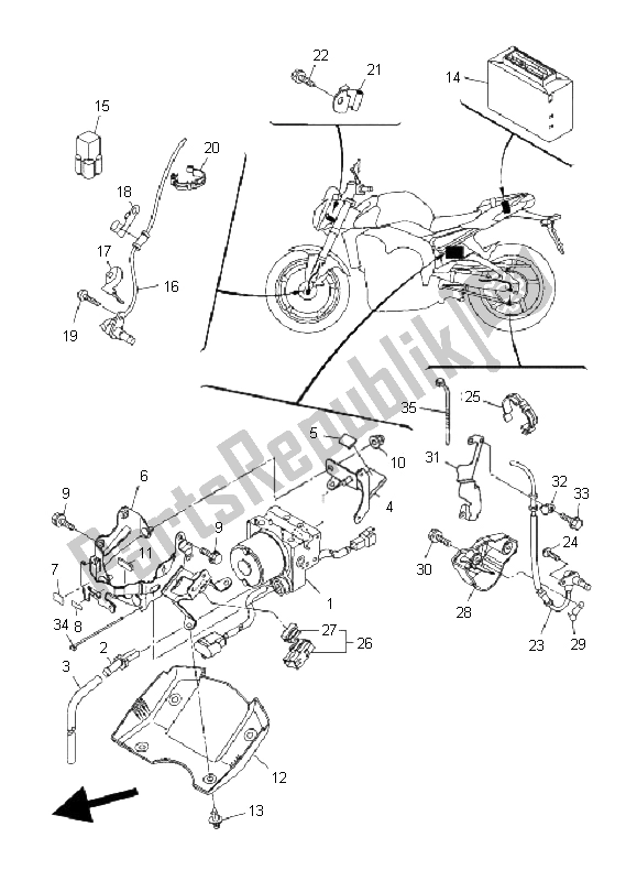 Alle onderdelen voor de Elektrisch 3 van de Yamaha FZ1 NA Fazer 1000 2009