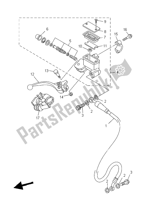 All parts for the Front Master Cylinder of the Yamaha YZ 125 2006