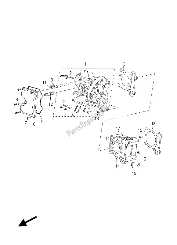 Tutte le parti per il Cilindro del Yamaha YP 125R X MAX 2012