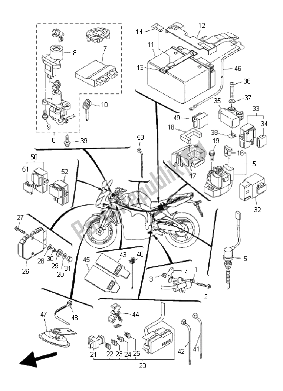 Todas las partes para Eléctrico 2 de Yamaha FZ1 SA Fazer 1000 2009