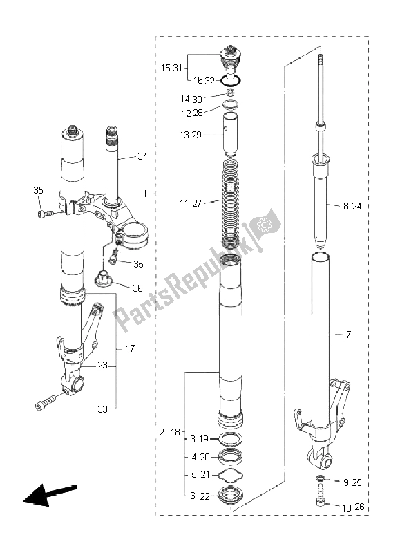 All parts for the Front Fork of the Yamaha FZ1 SA Fazer 1000 2011
