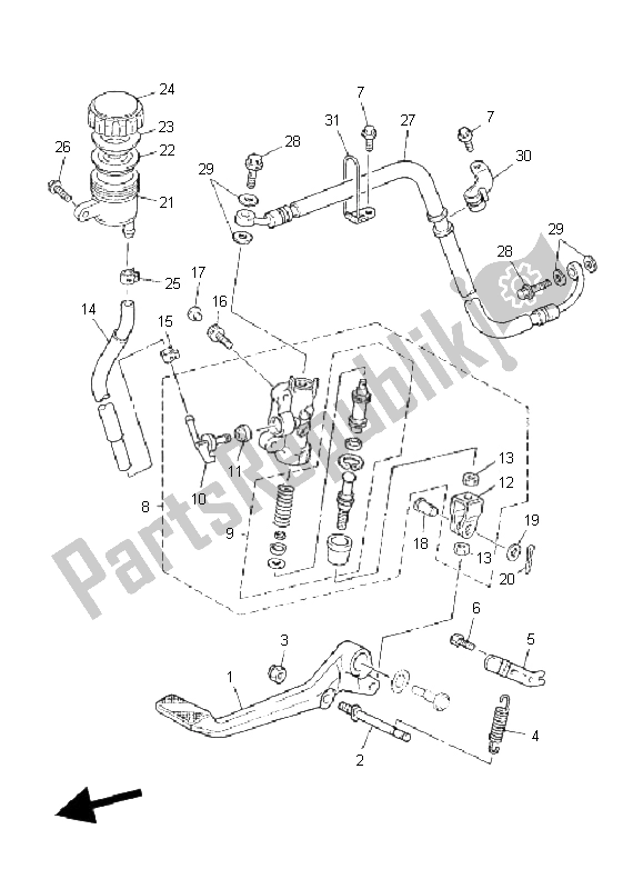 Tutte le parti per il Pompa Freno Posteriore del Yamaha XJR 1300 2008