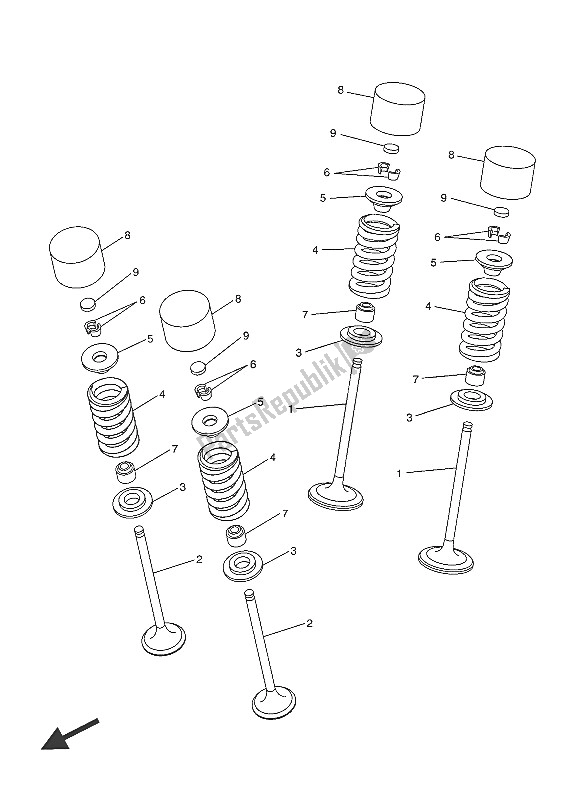 All parts for the Valve of the Yamaha WR 250R 2016