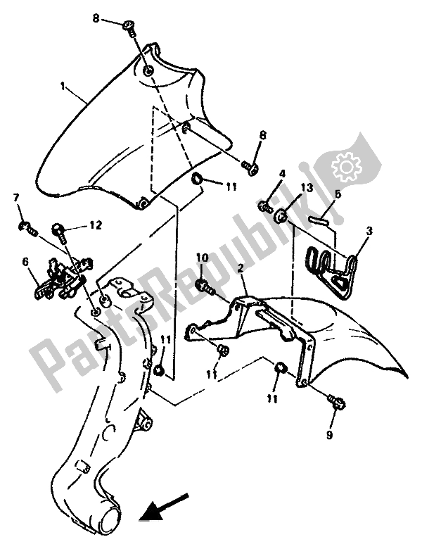 Tutte le parti per il Parafango Anteriore del Yamaha GTS 1000A 1994