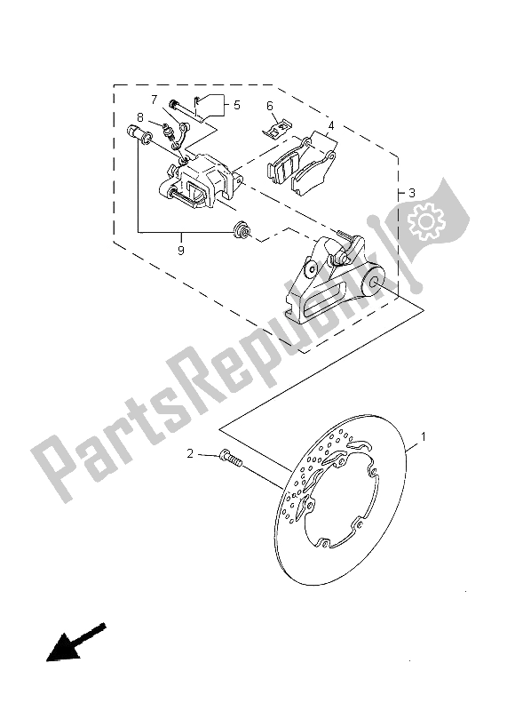 All parts for the Rear Brake Caliper of the Yamaha MT 03 660 2012