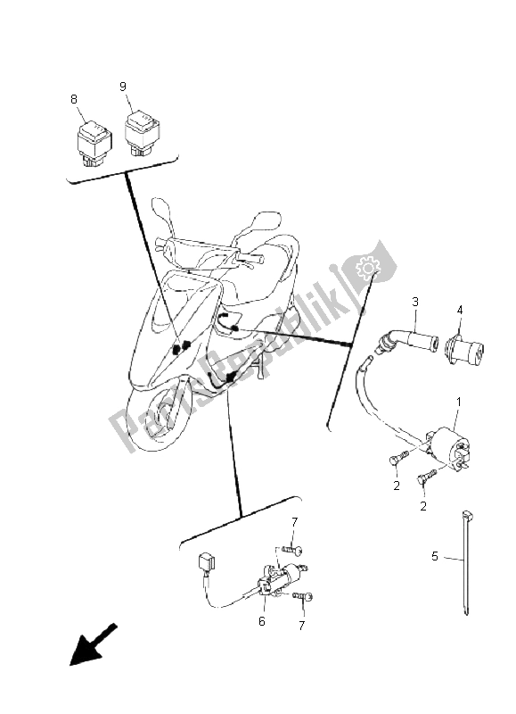 All parts for the Electrical 2 of the Yamaha XC 125E Vity 2011