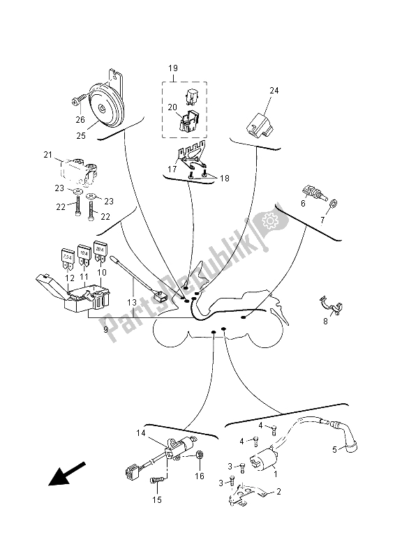 Tutte le parti per il Elettrico 2 del Yamaha YP 125R MBL2 2015