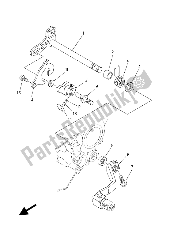 All parts for the Shift Shaft of the Yamaha YZ 250 2003