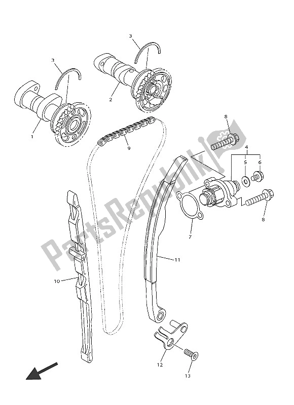 Toutes les pièces pour le Arbre à Cames Et Chaîne du Yamaha YZ 250 FX 2016