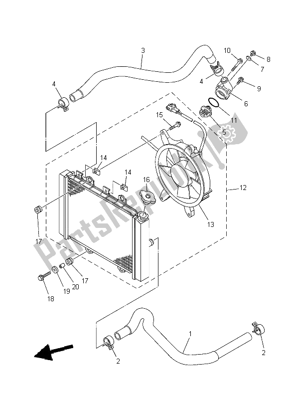 All parts for the Radiator & Hose of the Yamaha YFM 550 Fwad Dpbse Grizzly 4X4 2014