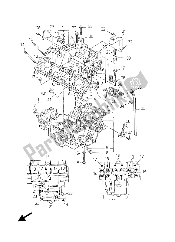 All parts for the Crankcase of the Yamaha FZS 600 Fazer 2003