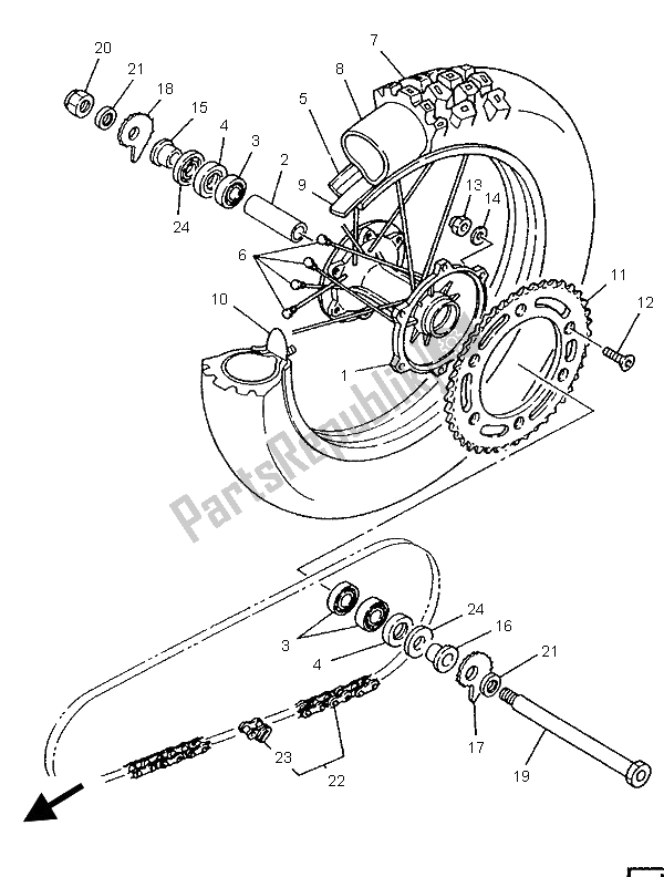 All parts for the Rear Wheel of the Yamaha WR 250Z 1996