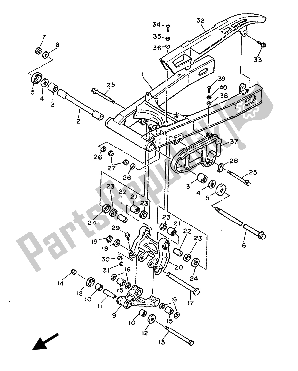 All parts for the Rear Arm of the Yamaha FJ 1200 1986