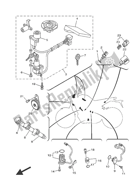 Todas as partes de Elétrica 2 do Yamaha MT 09A 900 2016