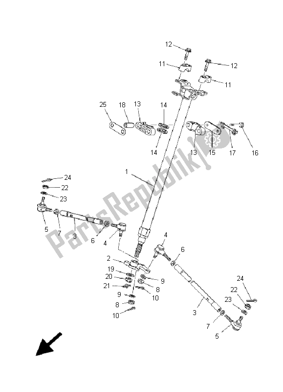 All parts for the Steering of the Yamaha YFZ 450 2009