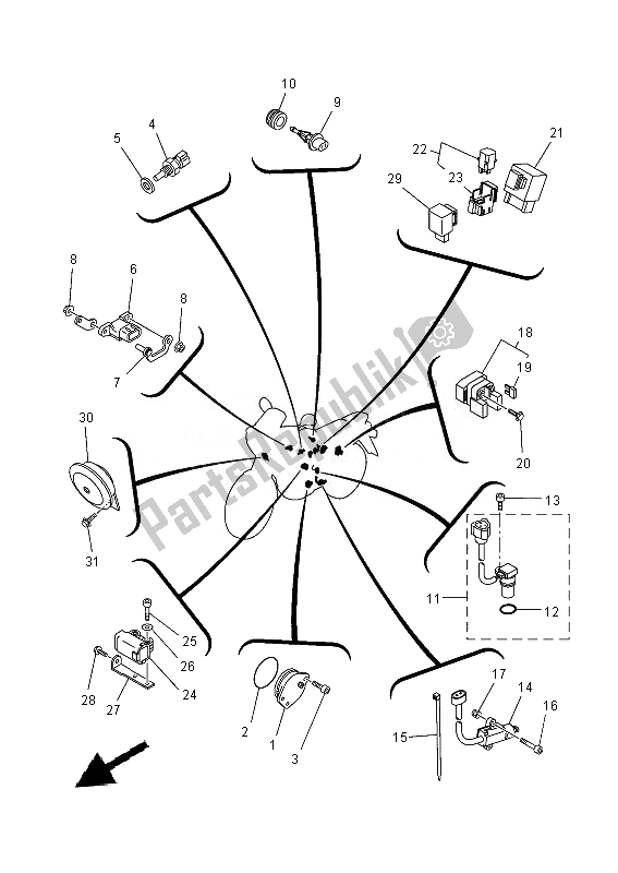 All parts for the Electrical 2 of the Yamaha XT 660X 2014