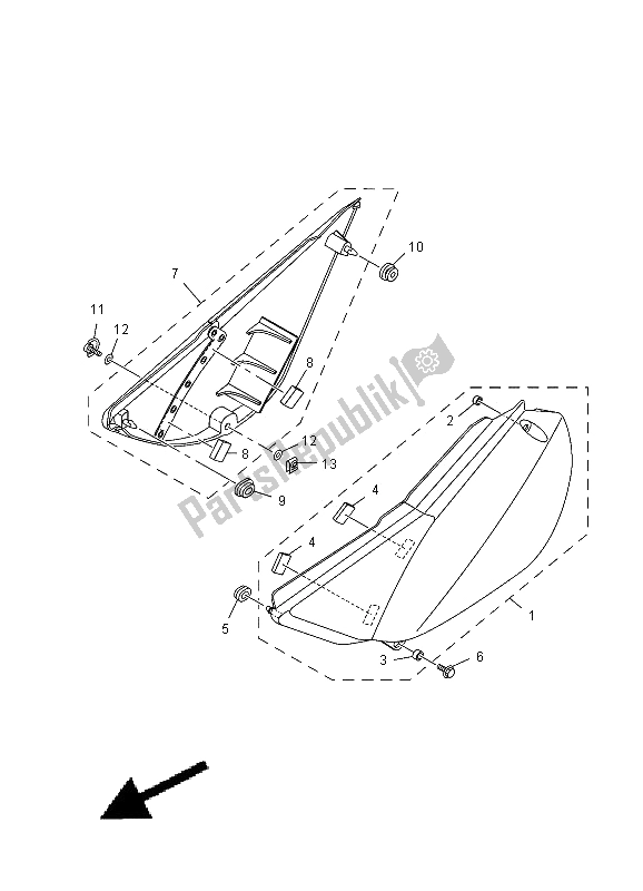 Todas las partes para Cubierta Lateral de Yamaha TT R 125 SW LW 2012