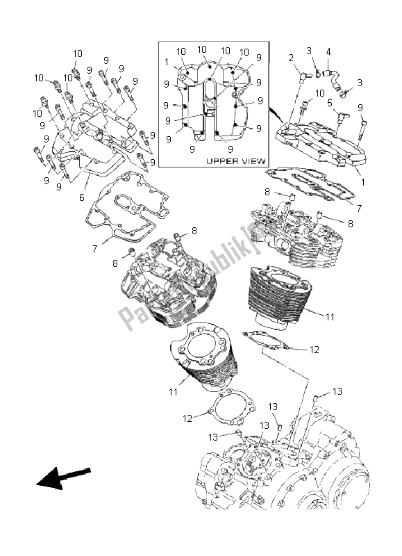 Todas las partes para Cilindro de Yamaha XV 1900A 2011