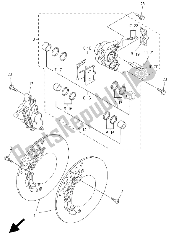 All parts for the Front Brake Caliper of the Yamaha FZ1 N Fazer 1000 2011