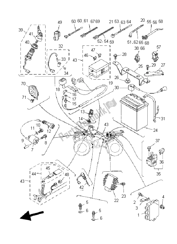 All parts for the Electrical 1 of the Yamaha YFM 350 BA Bruin 2X4 2006