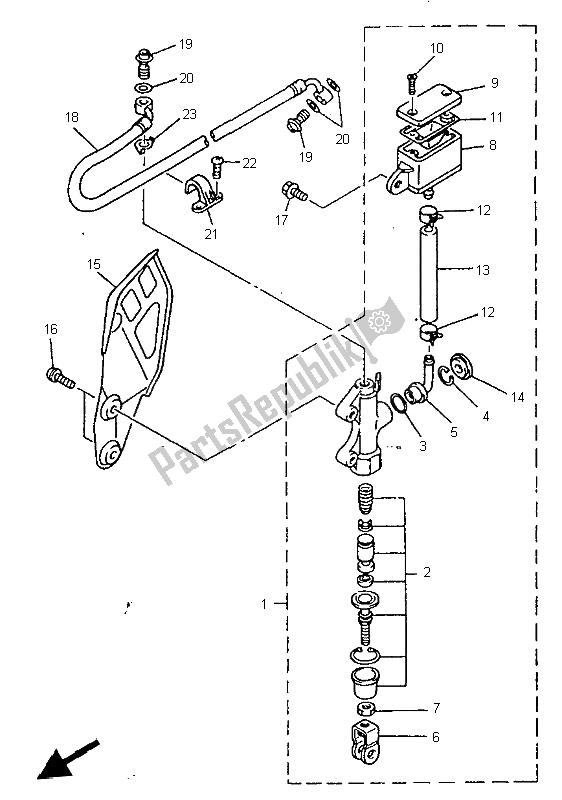 Todas as partes de Cilindro Mestre Traseiro do Yamaha WR 400F 1998