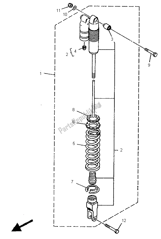 All parts for the Rear Suspension of the Yamaha YZ 80 LW 1995